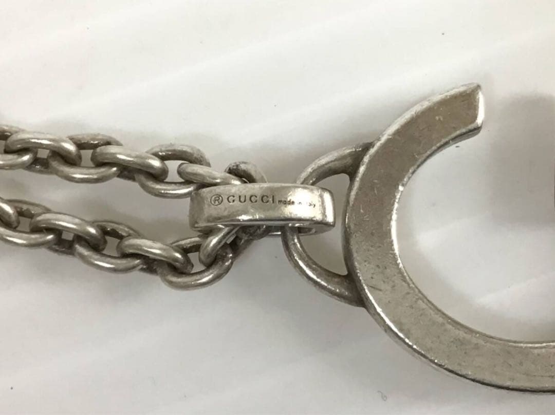 Y969 GUCCI ネックレス Gプレート シルバーAg925 ボールチェーン