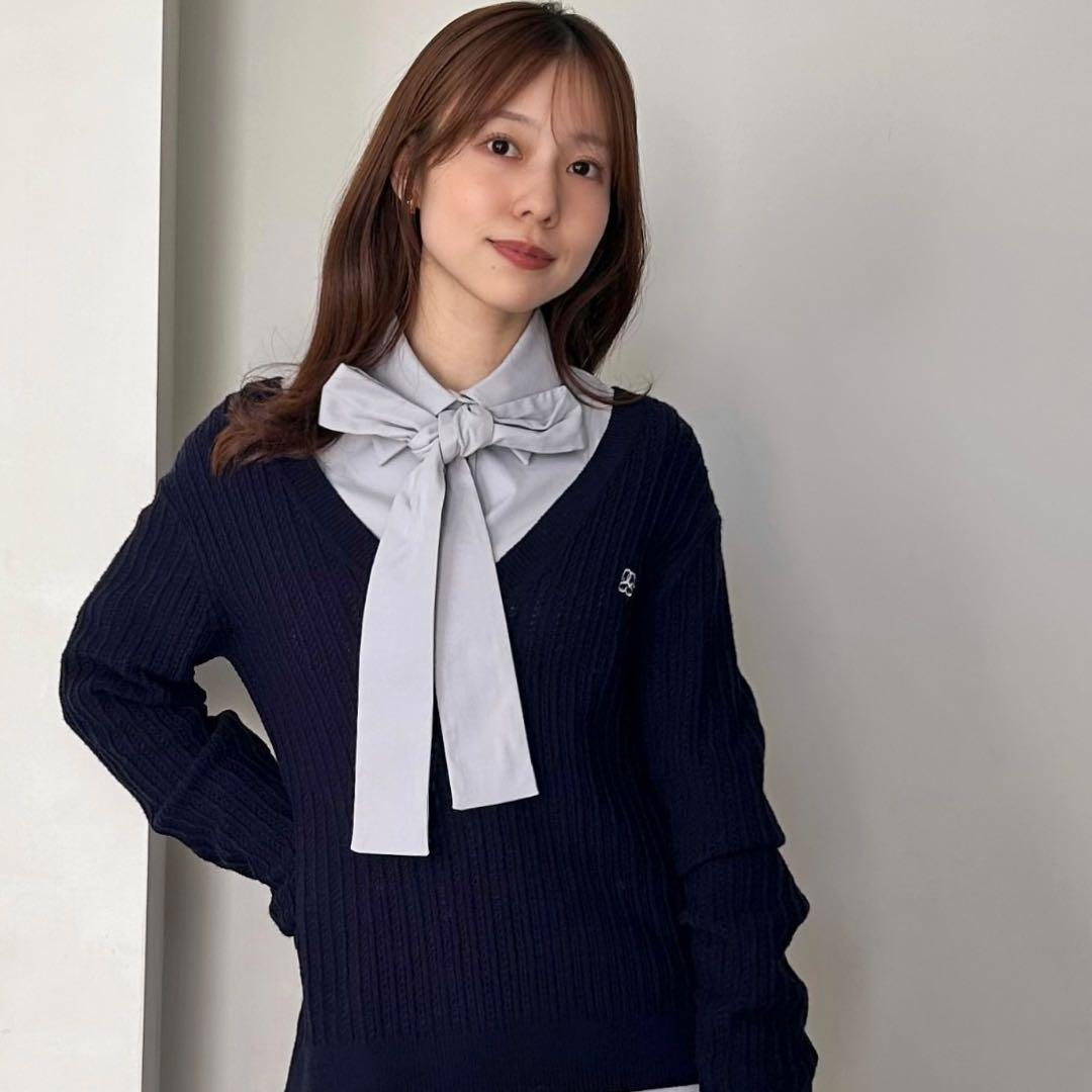 【新品】スナイデル ニットシャツワンピース ネイビー サイズ0 SNIDEL