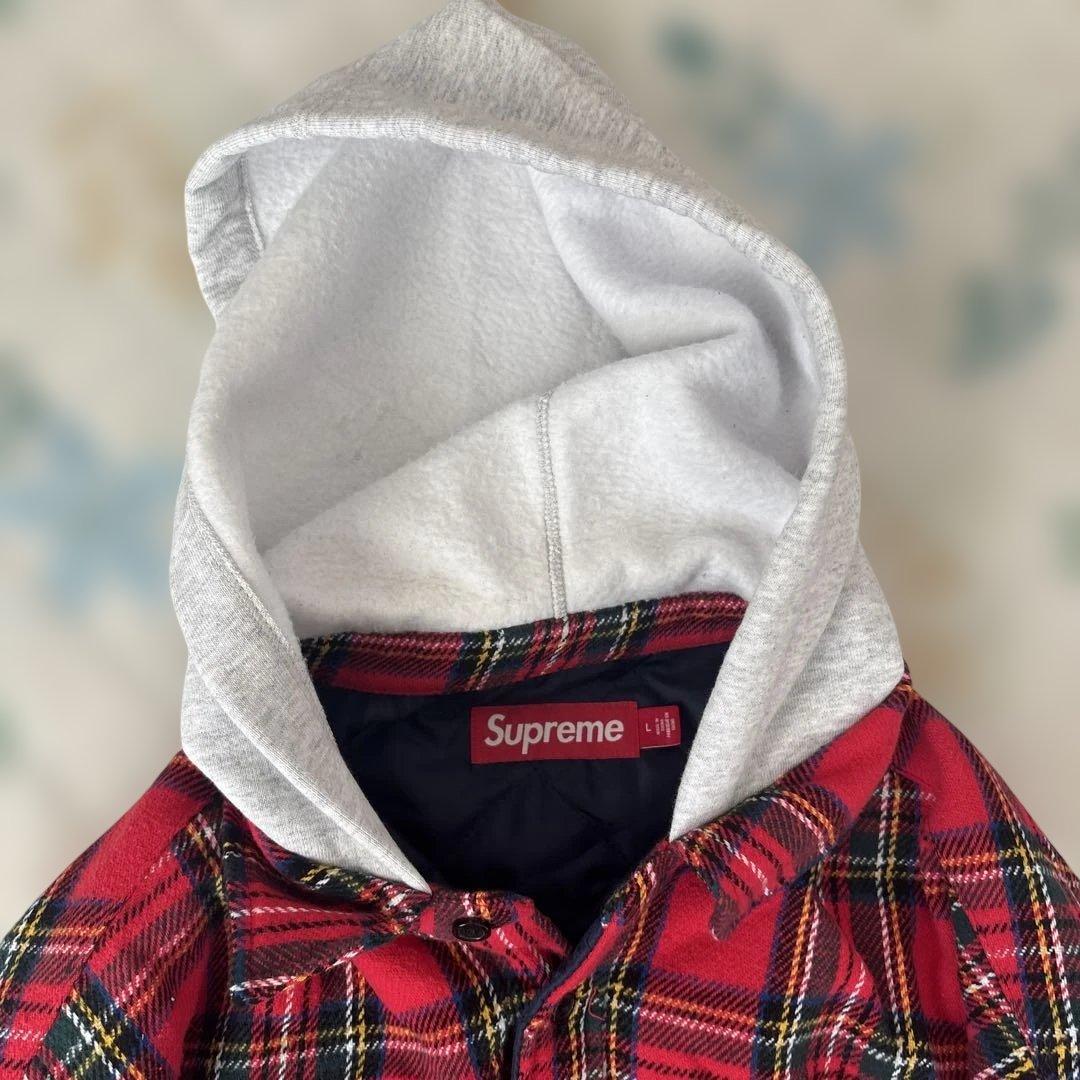 Supreme Tartan Flannel Hooded Shirt Lサイズ