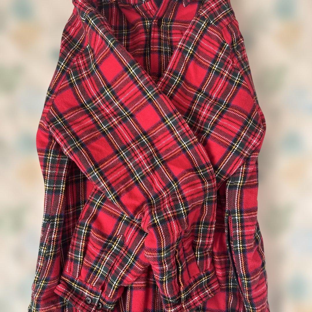 Supreme Tartan Flannel Hooded Shirt Lサイズ