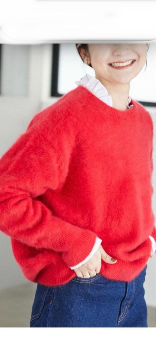 SLOBE iENA レッド 長袖ニットセーター