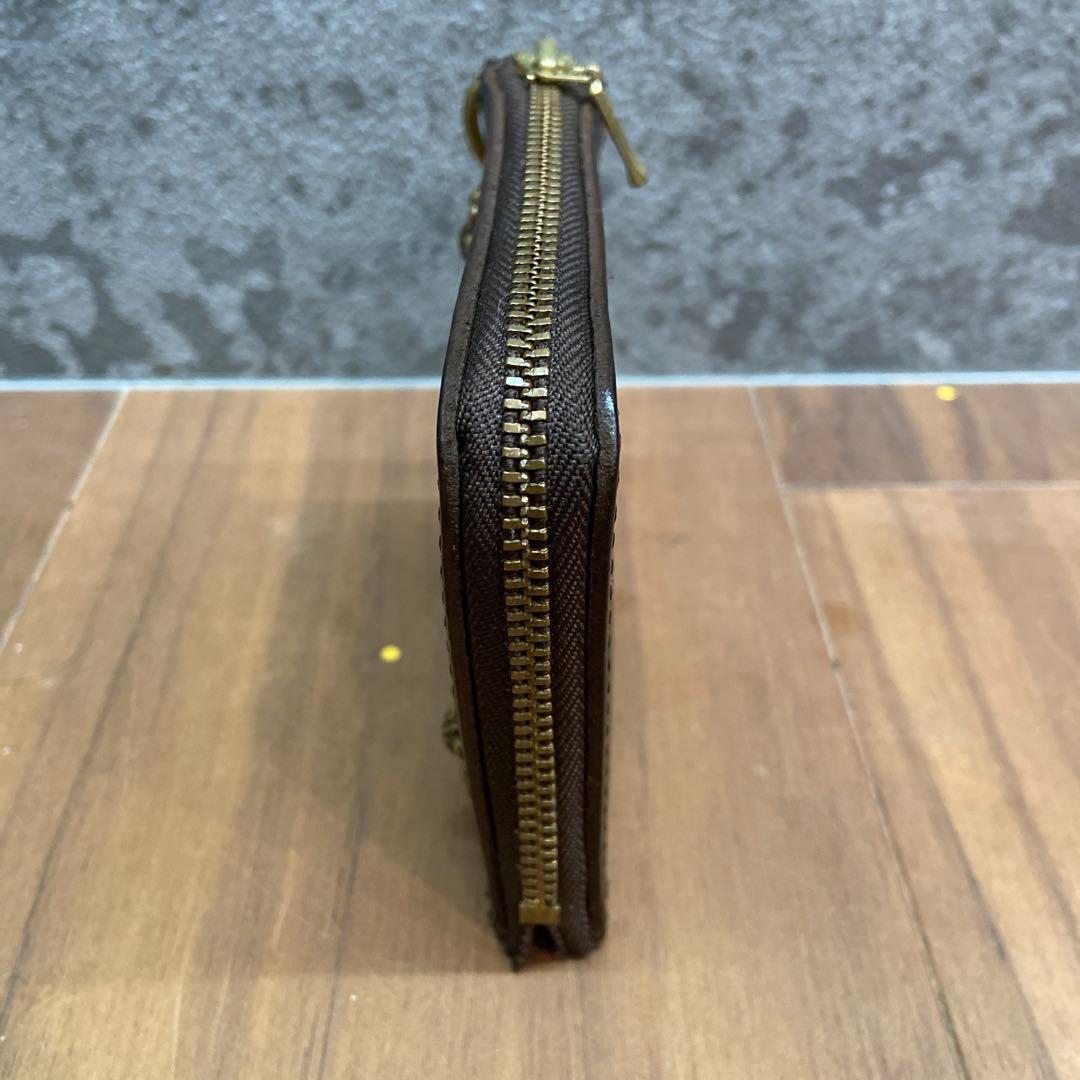 希少 HTC ミニウォレット ケース ブラススタッズ×ダークブラウン