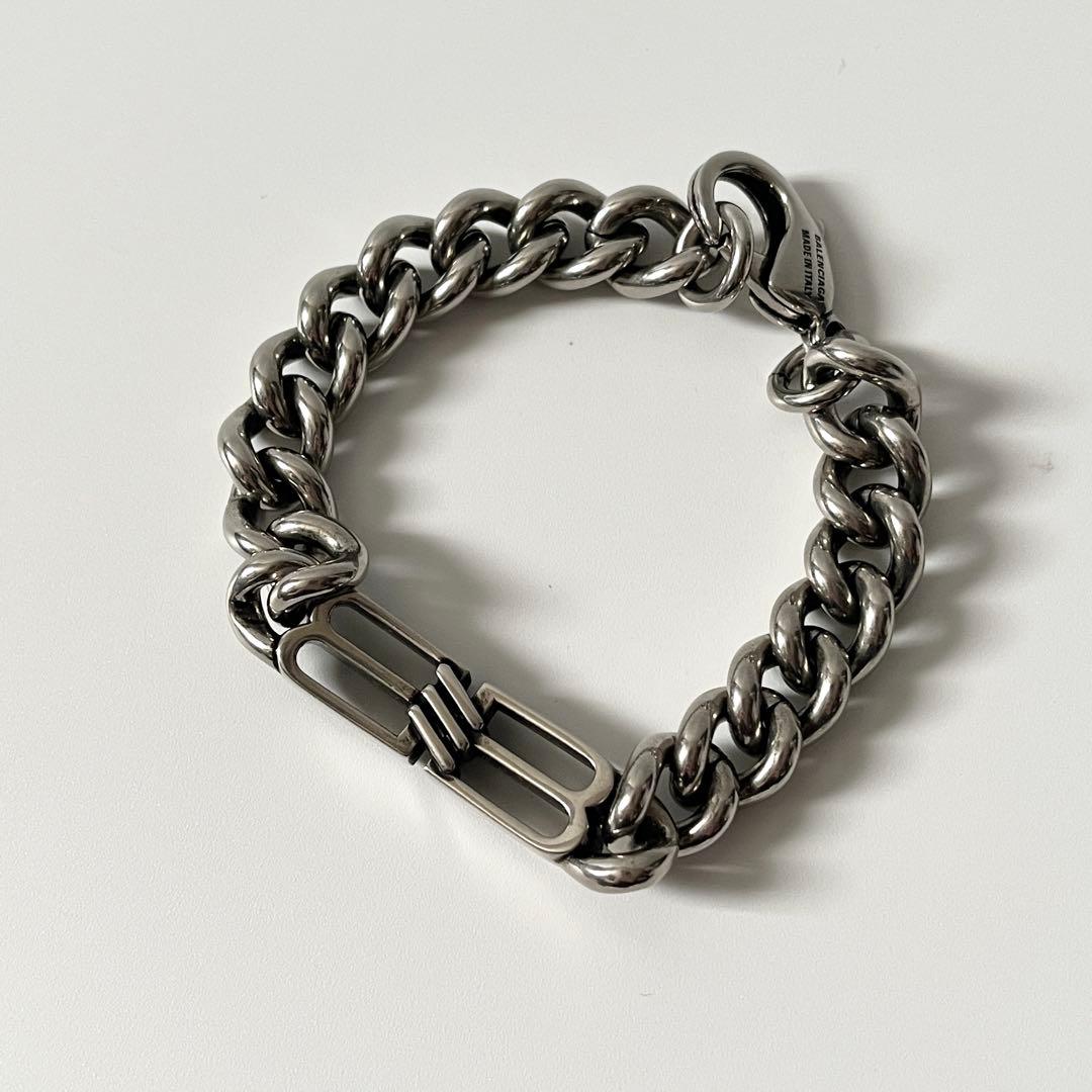 バレンシアガ　BBアイコン グルメット　ブレスレット　シルバー　Mサイズ　ロゴ