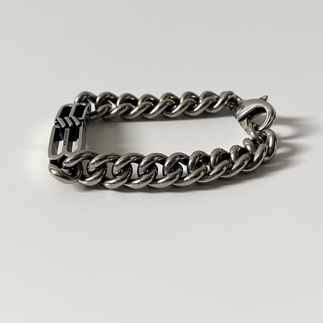 バレンシアガ　BBアイコン グルメット　ブレスレット　シルバー　Mサイズ　ロゴ