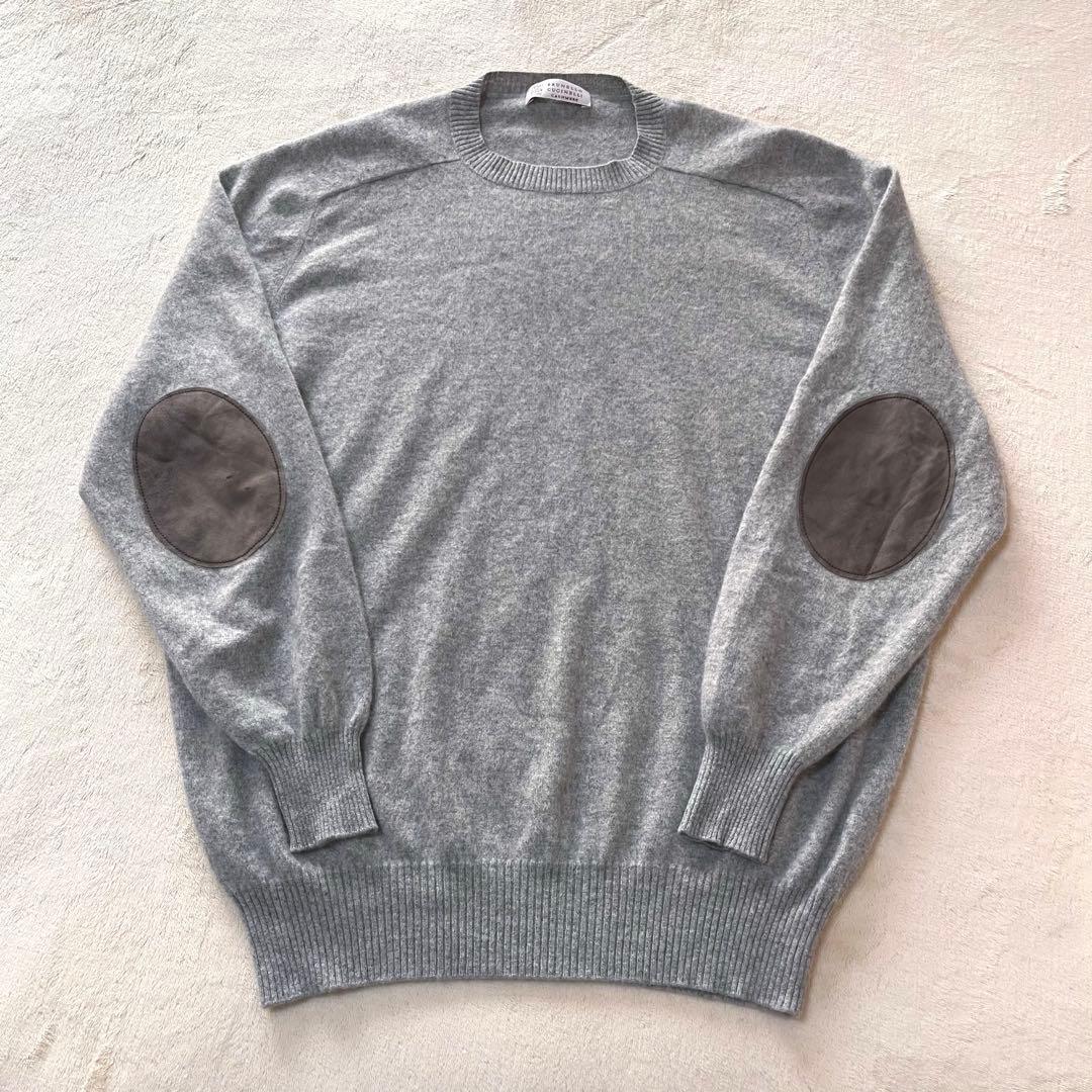 希少✨ブルネロクチネリ　カシミヤ100 クルーネックセーター エルボーパッチ