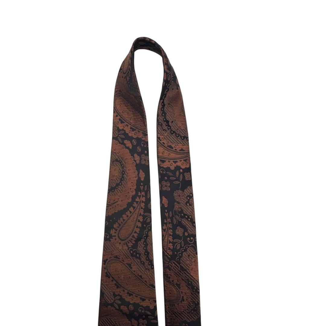 GUCCI グッチ ネクタイ ペイズリー ジャガード 黒 茶 シルク
