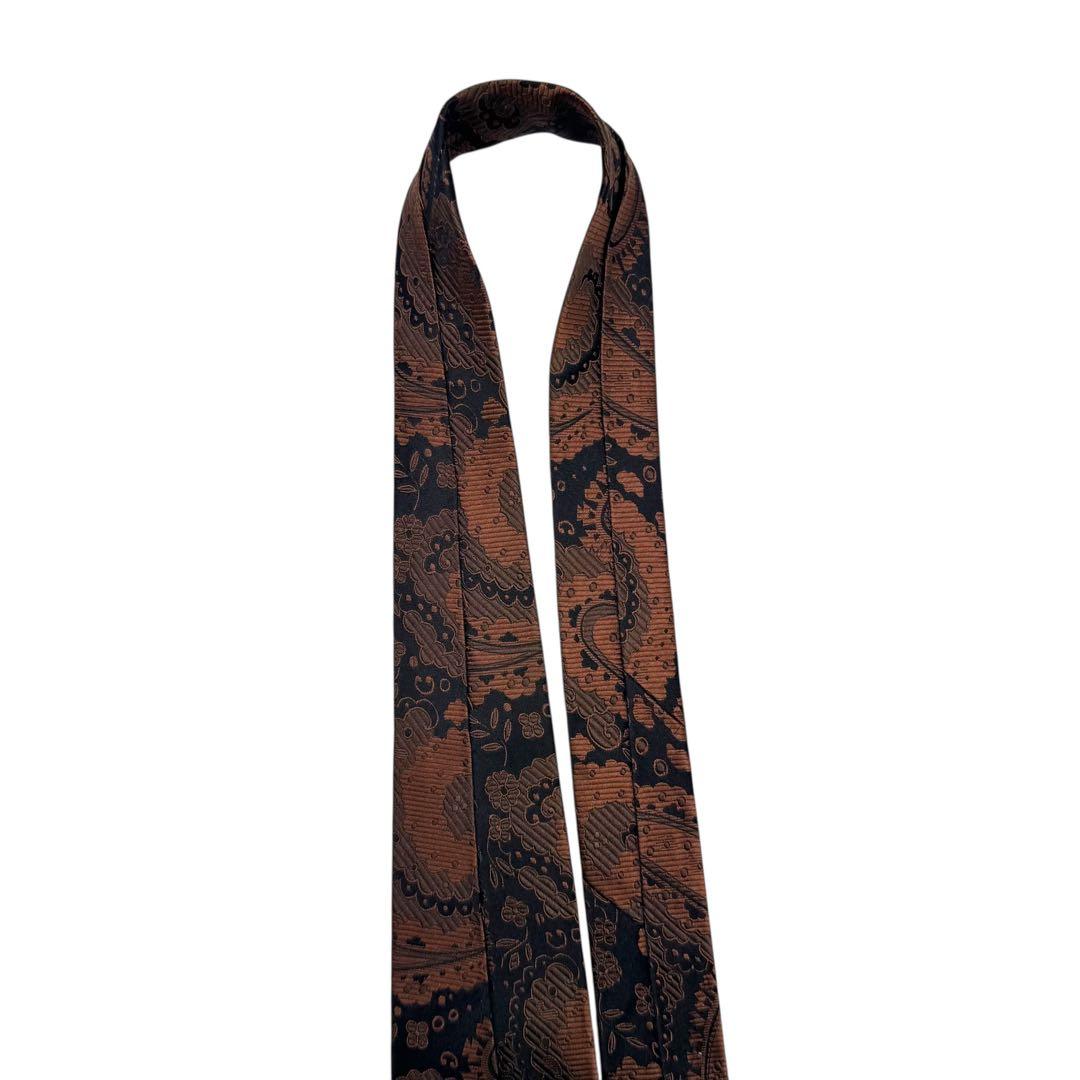 GUCCI グッチ ネクタイ ペイズリー ジャガード 黒 茶 シルク