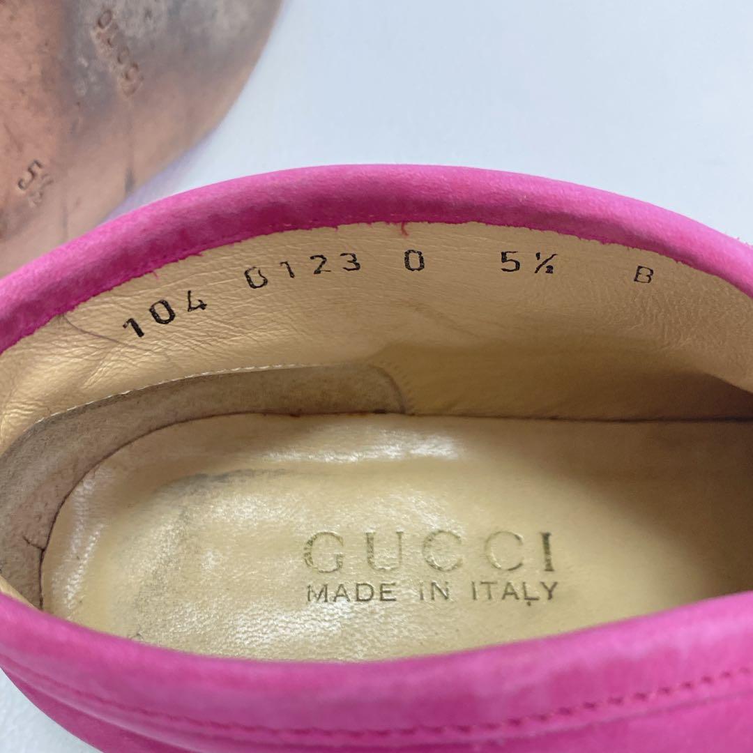 希少 GUCCI チャッカブーツ ローファー ピンク 22.5 ホースビット