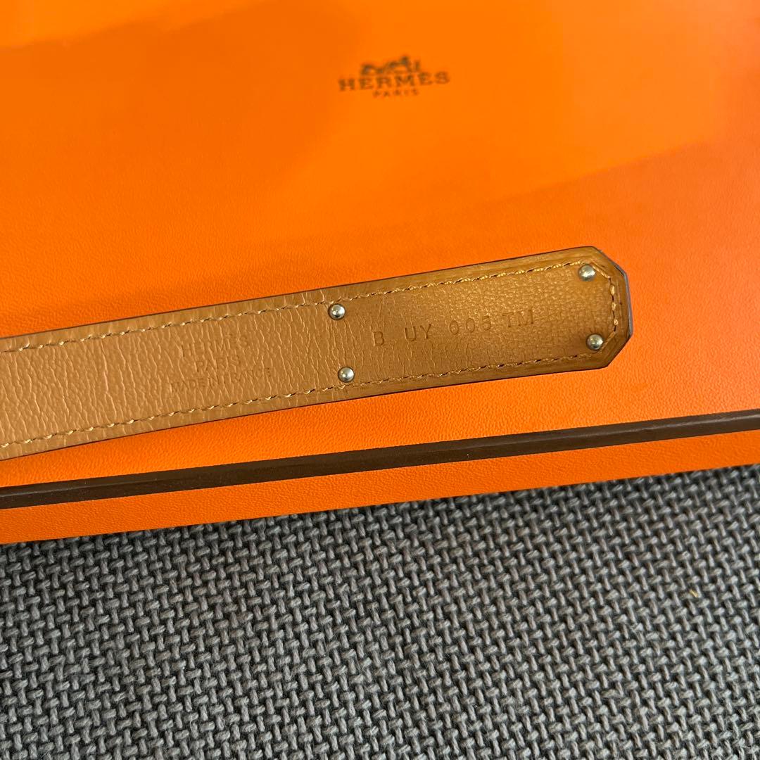 美品　エルメス　ケリーベルト　ノアール×シルバー　B刻印