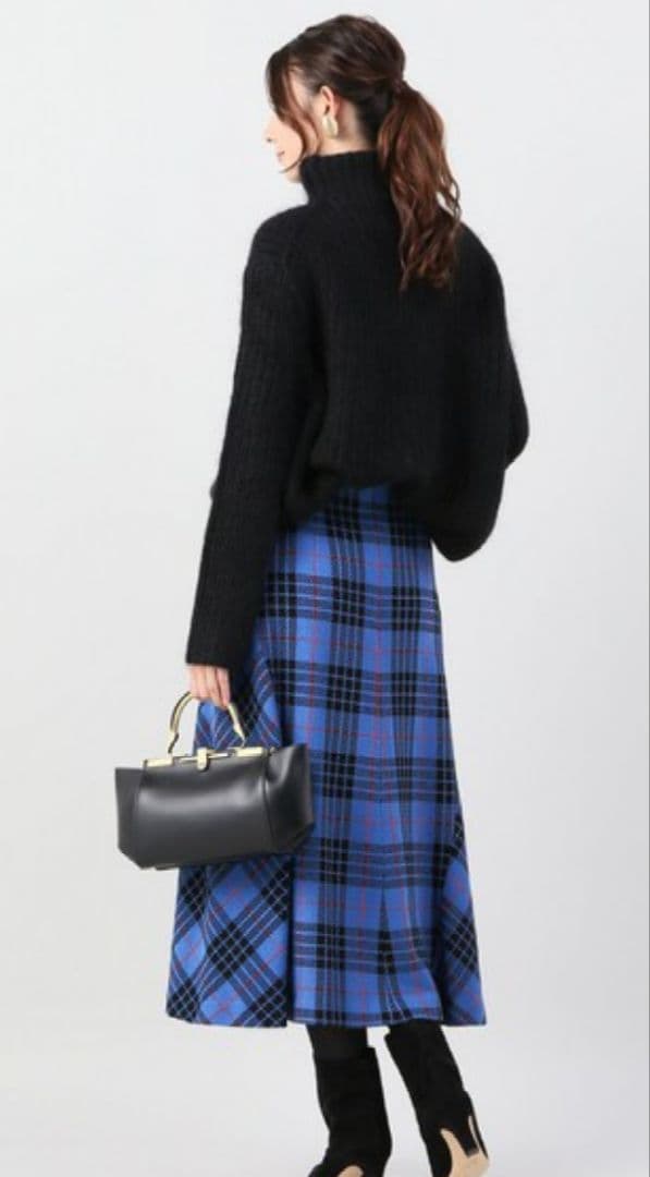 ヴェルメイユパーイエナ★ロングスカート タータンチェック ブルー 36