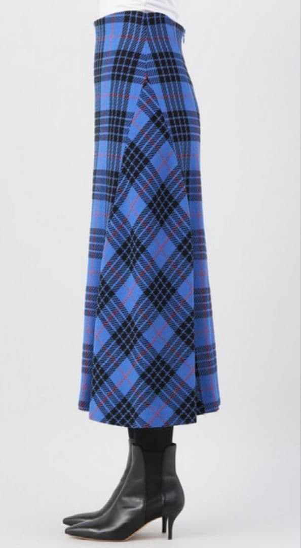 ヴェルメイユパーイエナ★ロングスカート タータンチェック ブルー 36