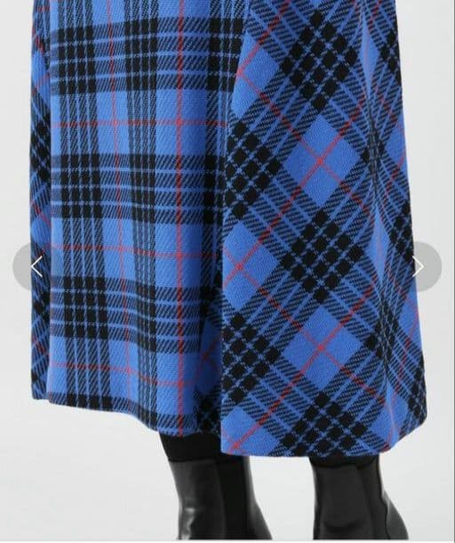 ヴェルメイユパーイエナ★ロングスカート タータンチェック ブルー 36