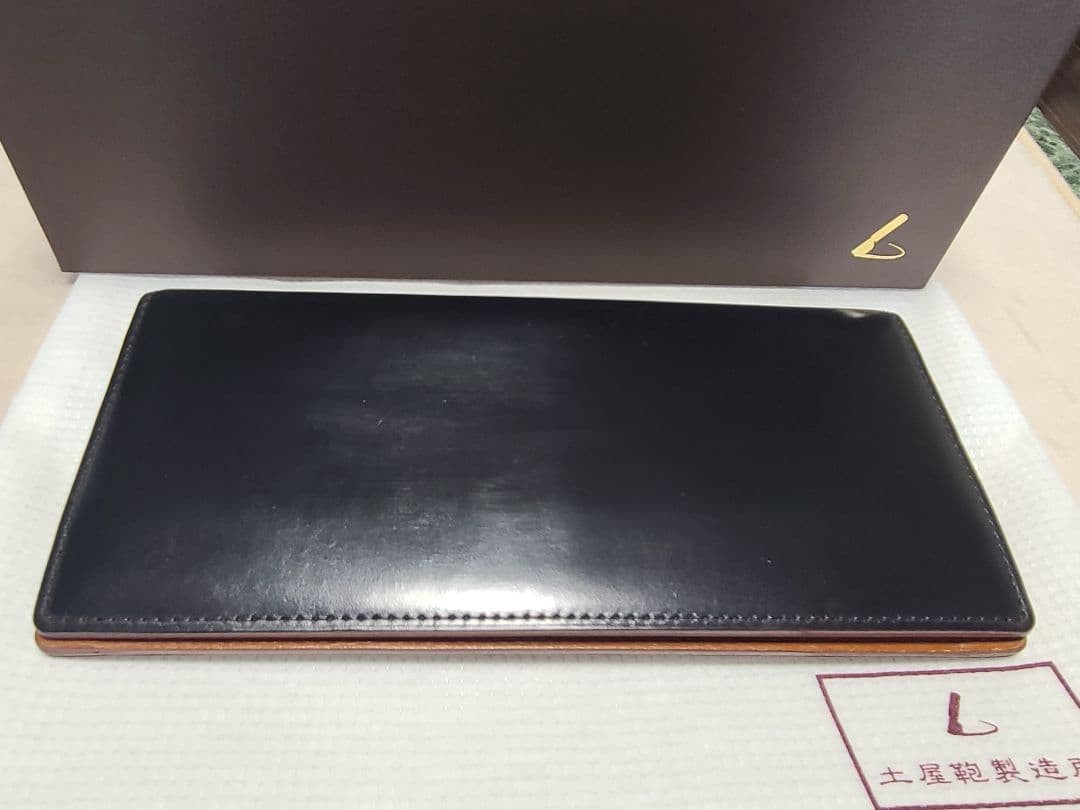 【美品】土屋鞄コードバン長財布 札入れ ブラック 専用箱 保存袋 冊子付