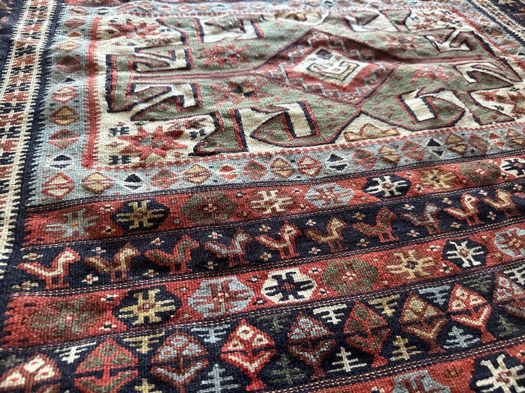 190×109 ヴィンテージラグ　手織　キリムラグ