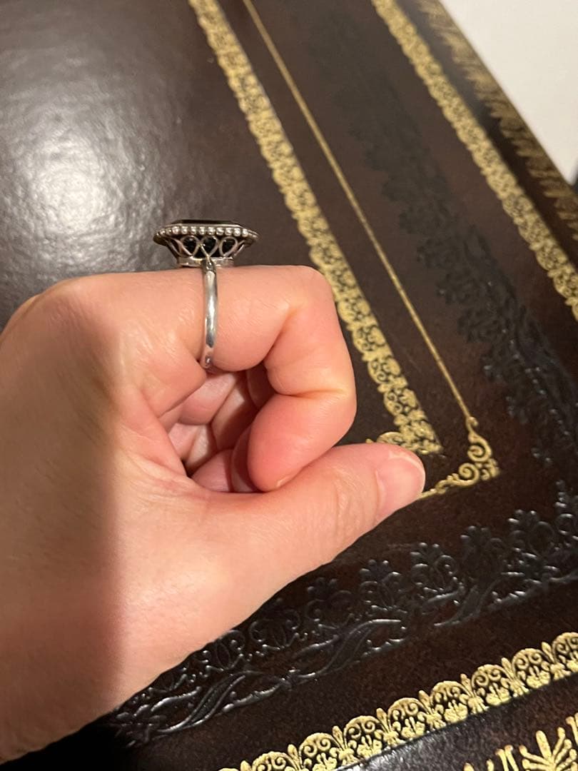 OLD TIFFANY ブラック オニキス デイジー シルバー11号くらい美品