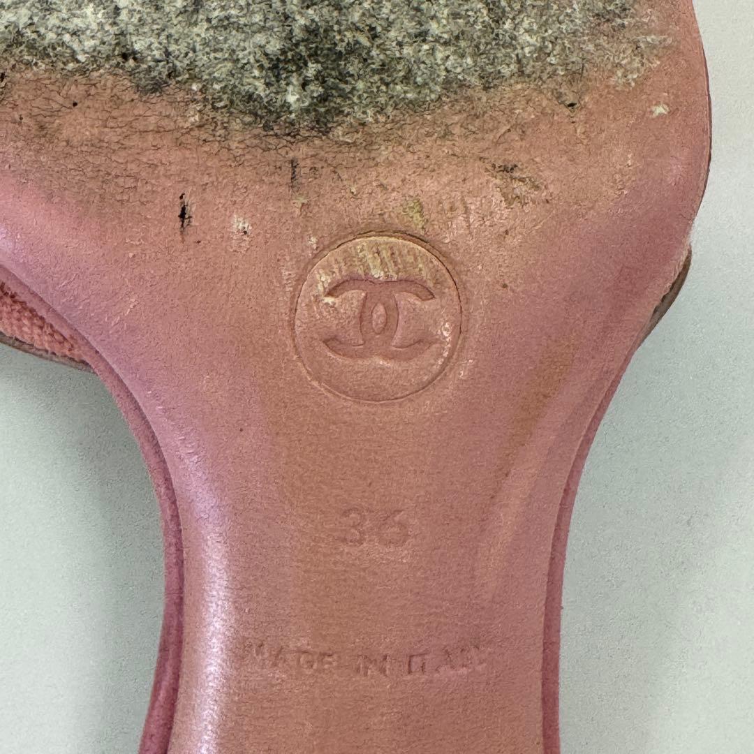 CHANEL ピンク キャンバス ミュール