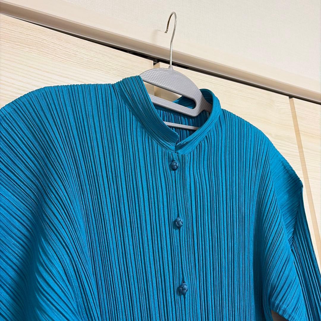 プリーツプリーズ　オリエンタル　モード　マオカラー　トップス　希少デザイン