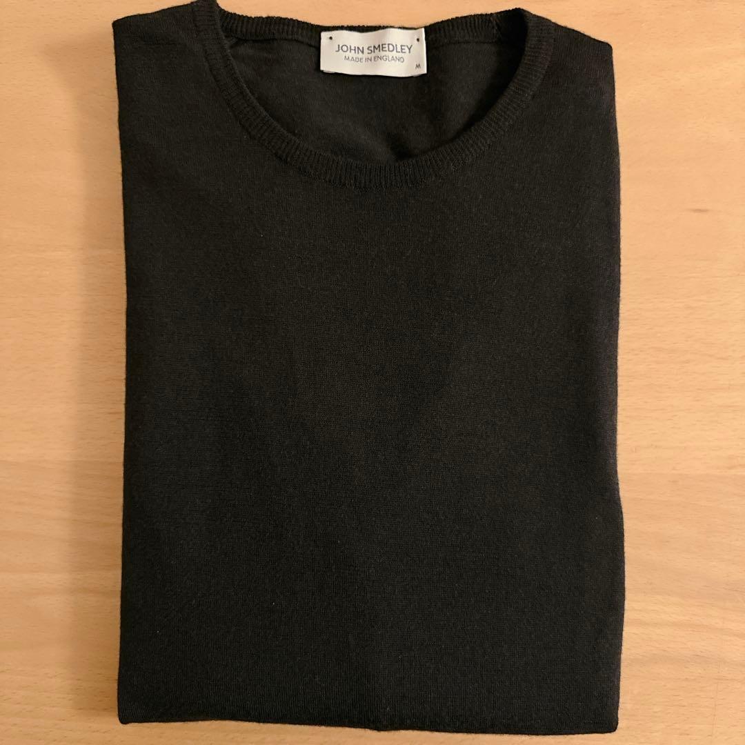 【逸品】ジョンスメドレー ハイゲージエクストラファインウールニット 黒/英国M