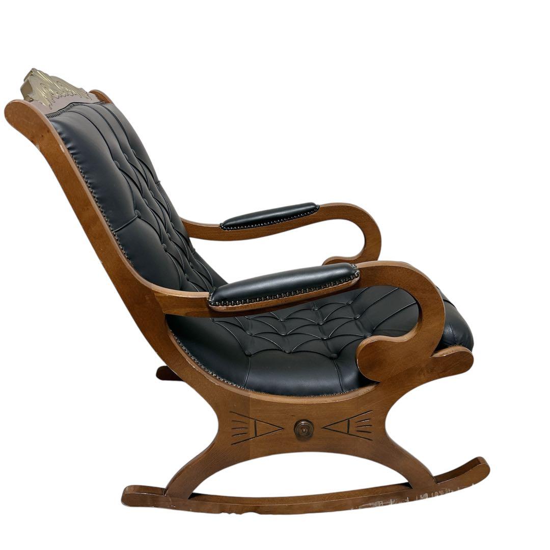 【希少】 ファシオシルバーノ ロッキングチェア 木製 レザー 椅子