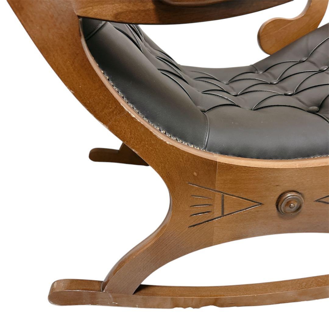 【希少】 ファシオシルバーノ ロッキングチェア 木製 レザー 椅子