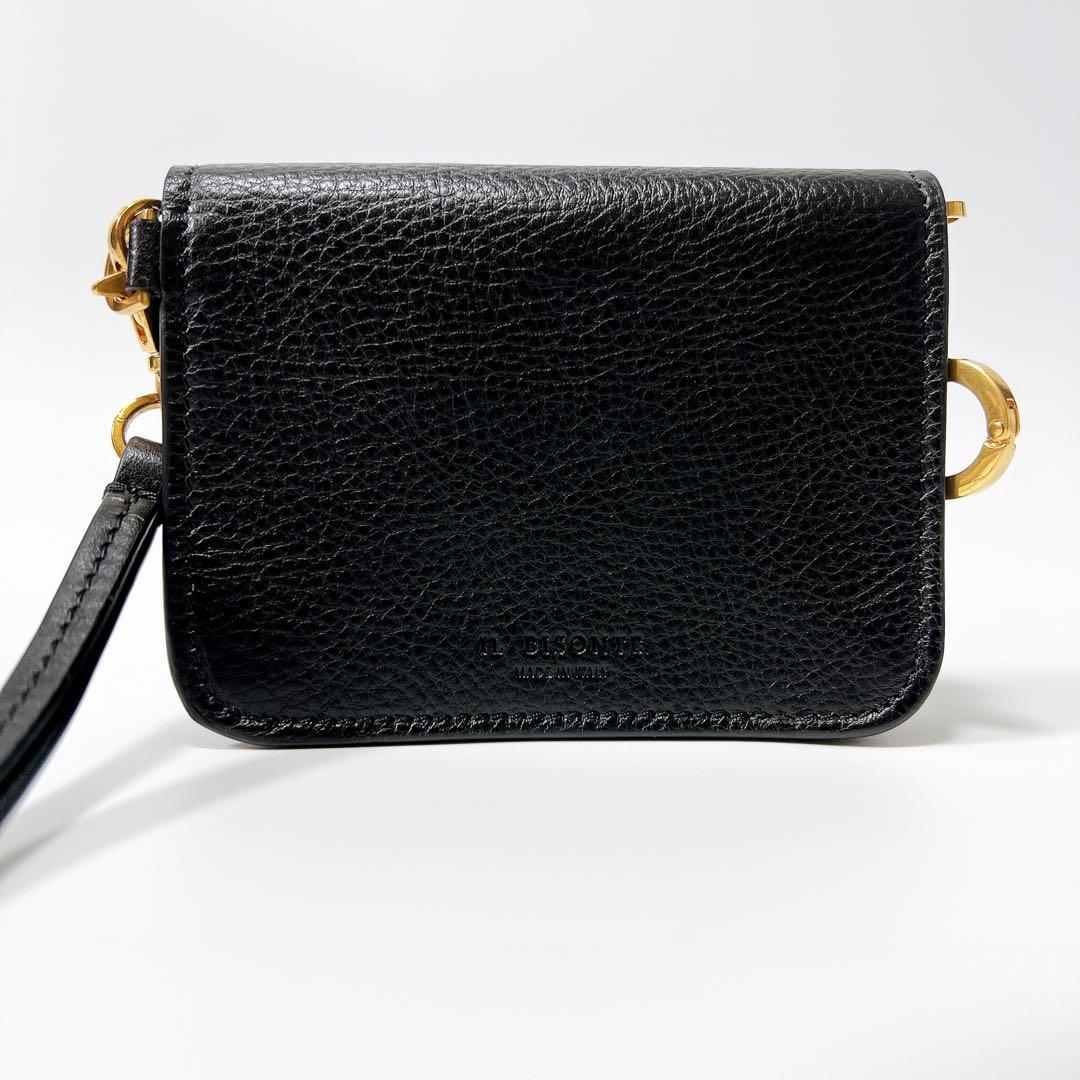 《極美品》イルビゾンテ レザーカードケース ミニ財布 ブラック 箱付き