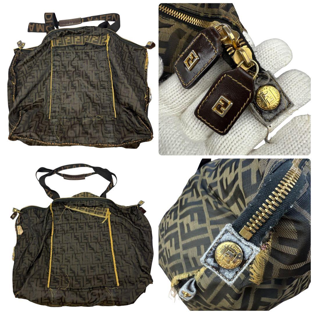 【超特大・訳あり】FENDI フェンディ ボストンバッグ ズッカ柄 キャンバス
