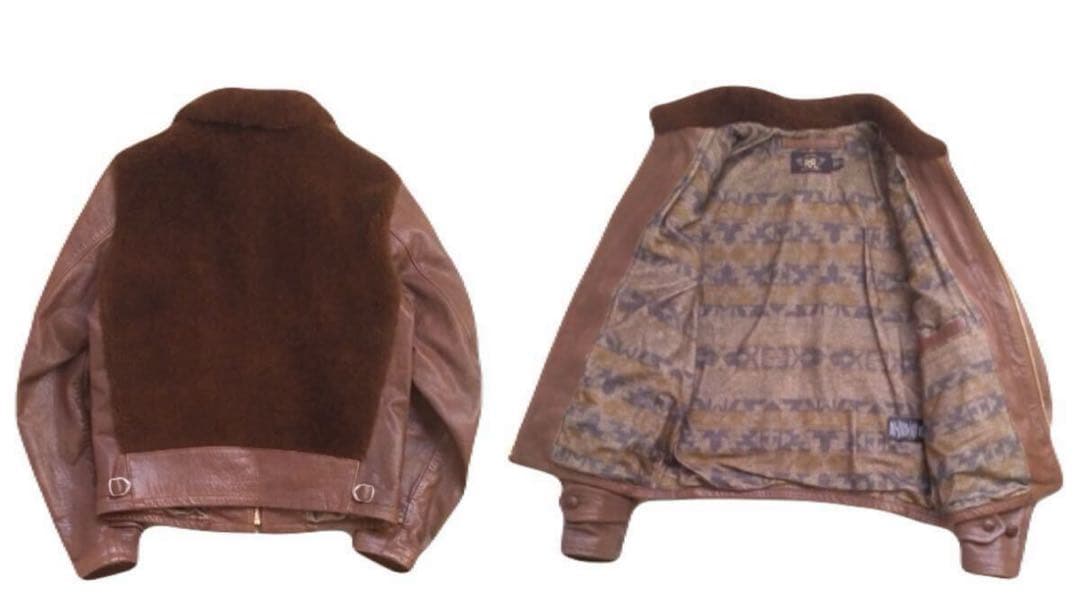 着用少 名作 RRL グリズリージャケット ライダース レザージャケット熊ジャン