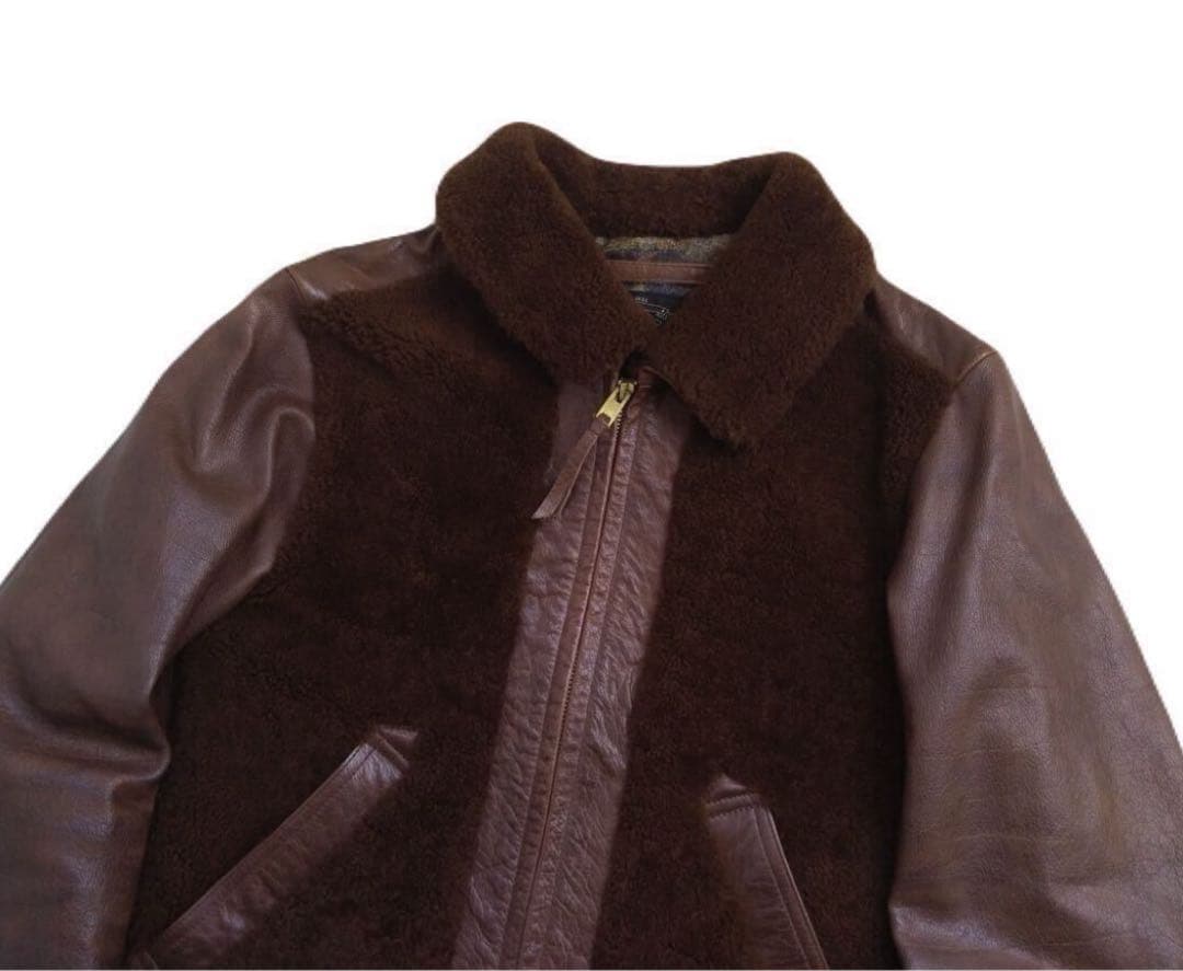 着用少 名作 RRL グリズリージャケット ライダース レザージャケット熊ジャン