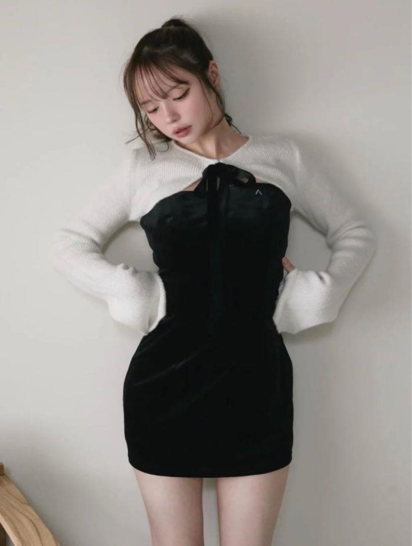 【新品未使用】ANDMARY リボン付きミニワンピース