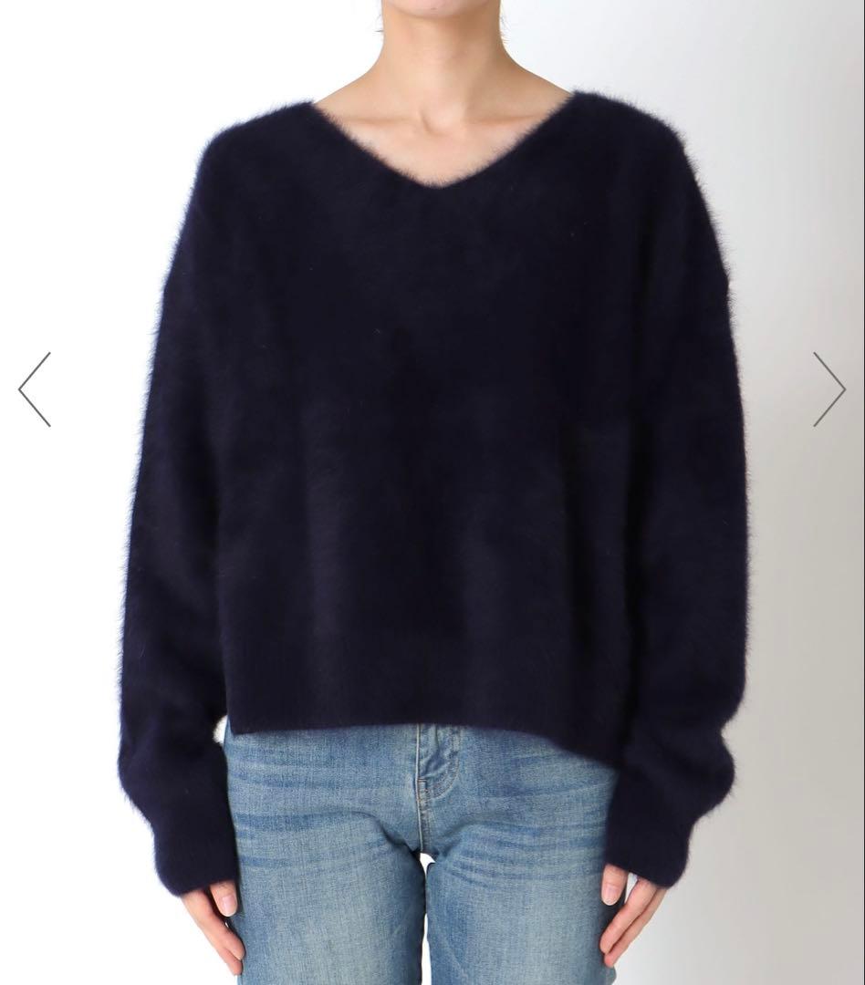 美品　フォックスカシミヤ Vネックプルオーバー　ネイビー