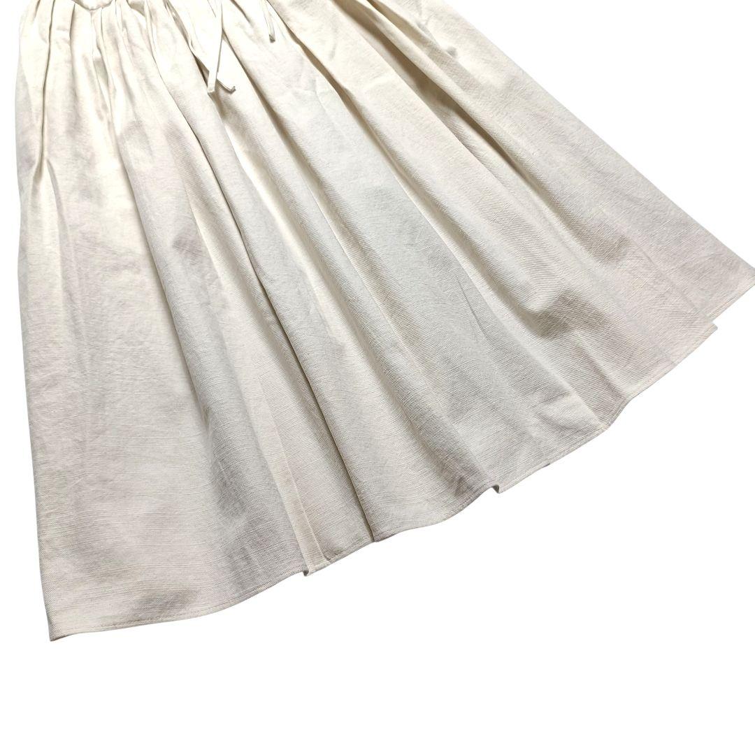 セブンテン ハイウエスト タックスカート アイボリー ロング丈 リボン S