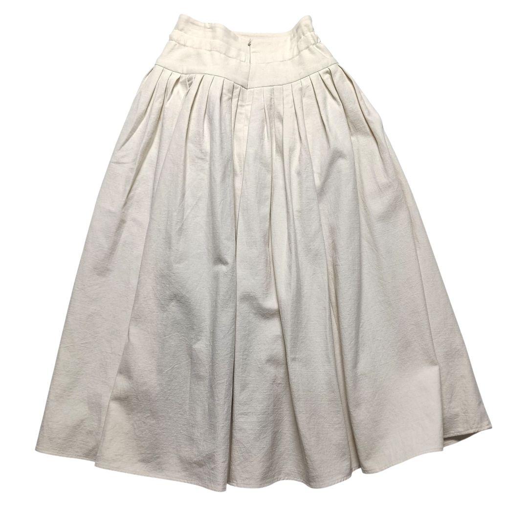 セブンテン ハイウエスト タックスカート アイボリー ロング丈 リボン S