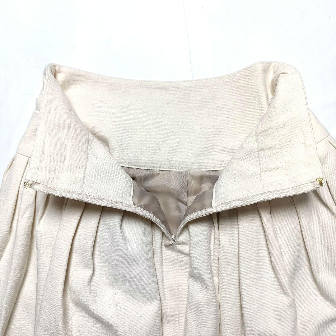 セブンテン ハイウエスト タックスカート アイボリー ロング丈 リボン S