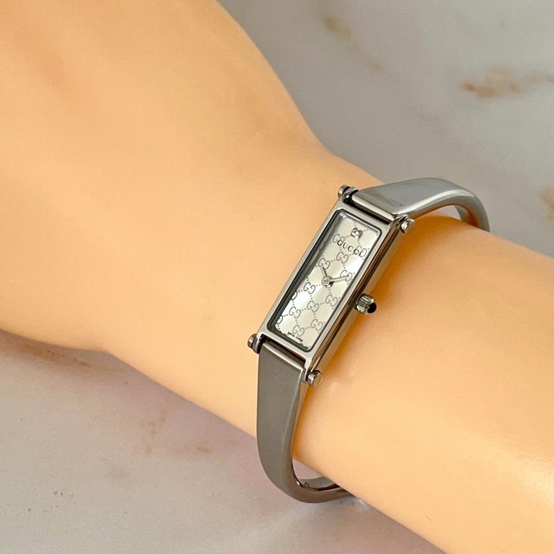 aaa【稼働品】GUCCI グッチ 1500L 1Pダイヤ GG バングル