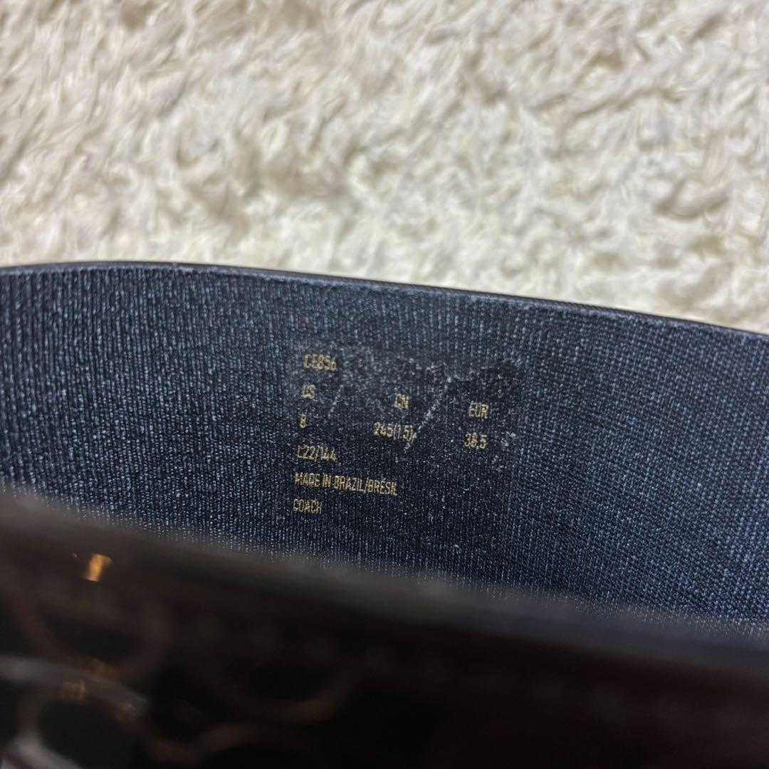 美品　コーチ　レディースレインブーツ　シグネチャー　黒