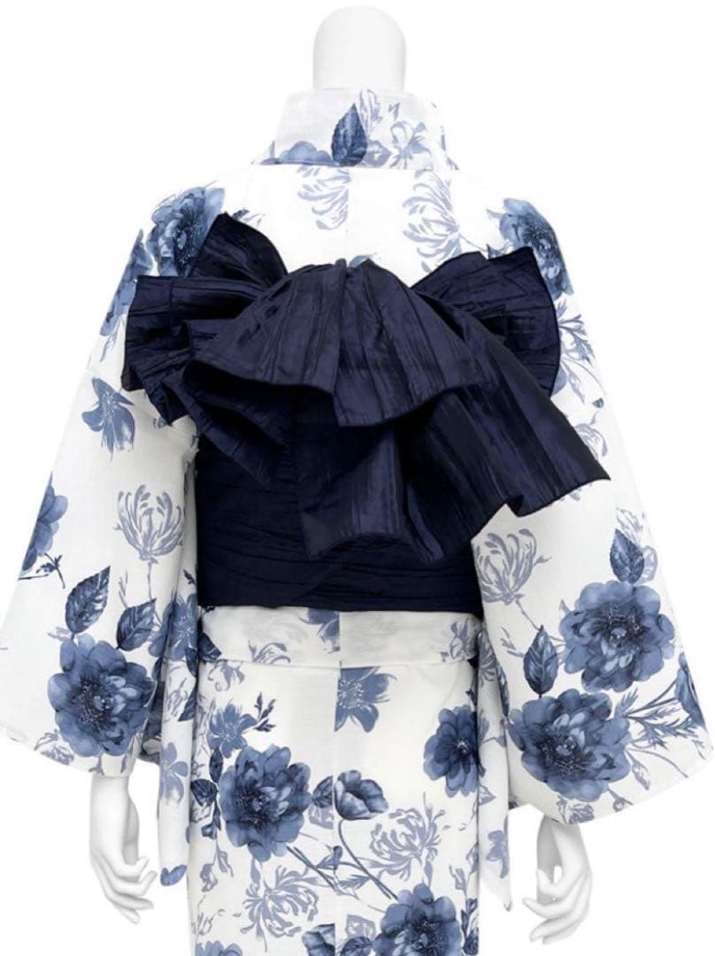 GRL 水彩花柄　浴衣　帯　パール　リボン　帯締め　三点セット