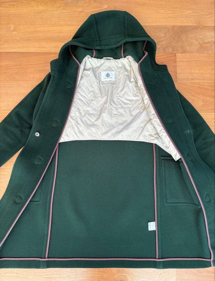 オールドイングランド ダッフルコート ヘリンボーン ダークグリーン　M