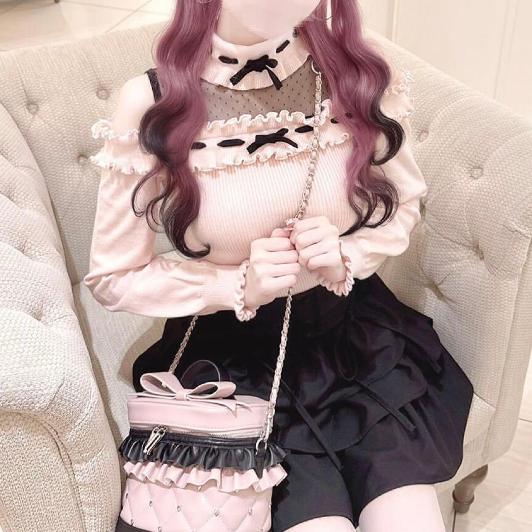 ハニーミュウ イモちゃん ドットチュール肩あきフリルトップス