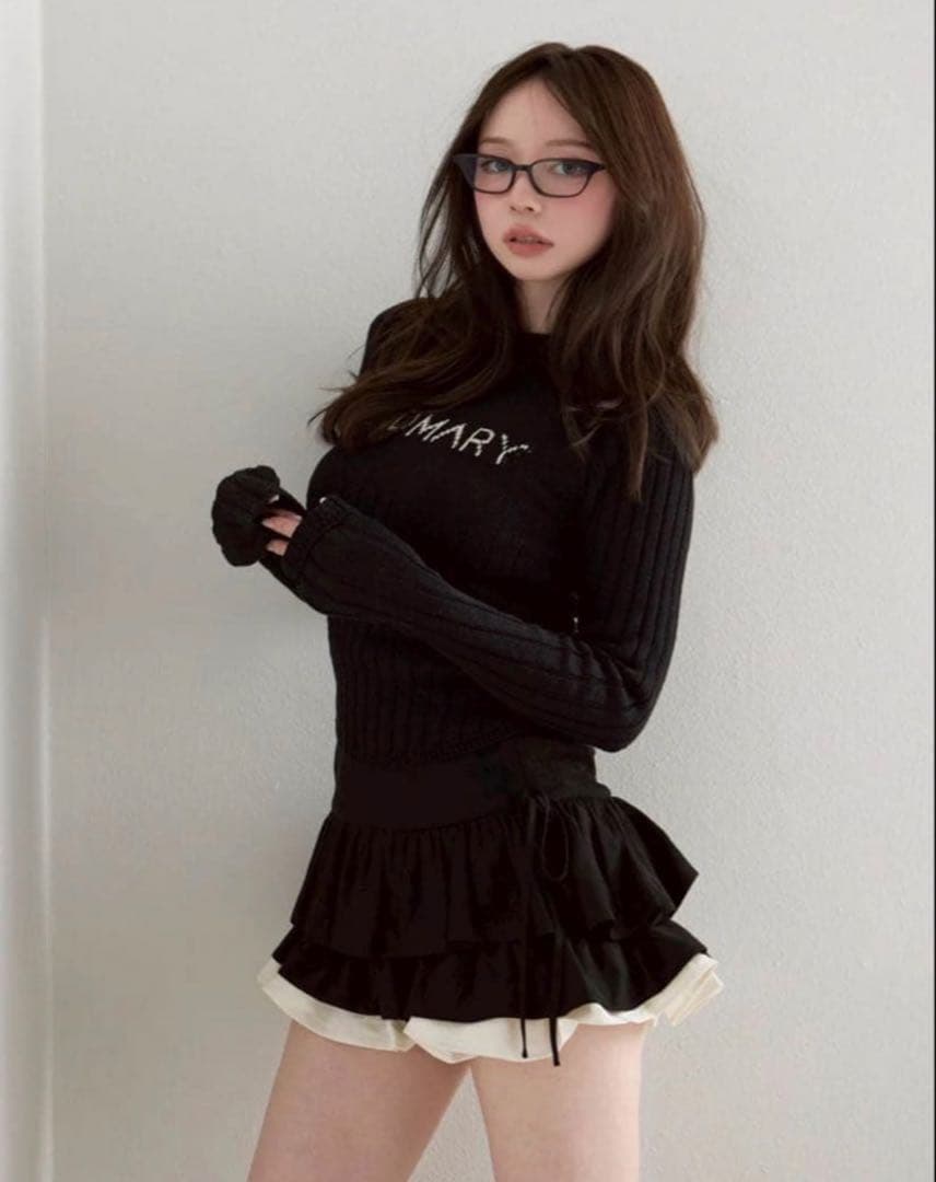 ANDMARY Mary logo knit tops black 黒