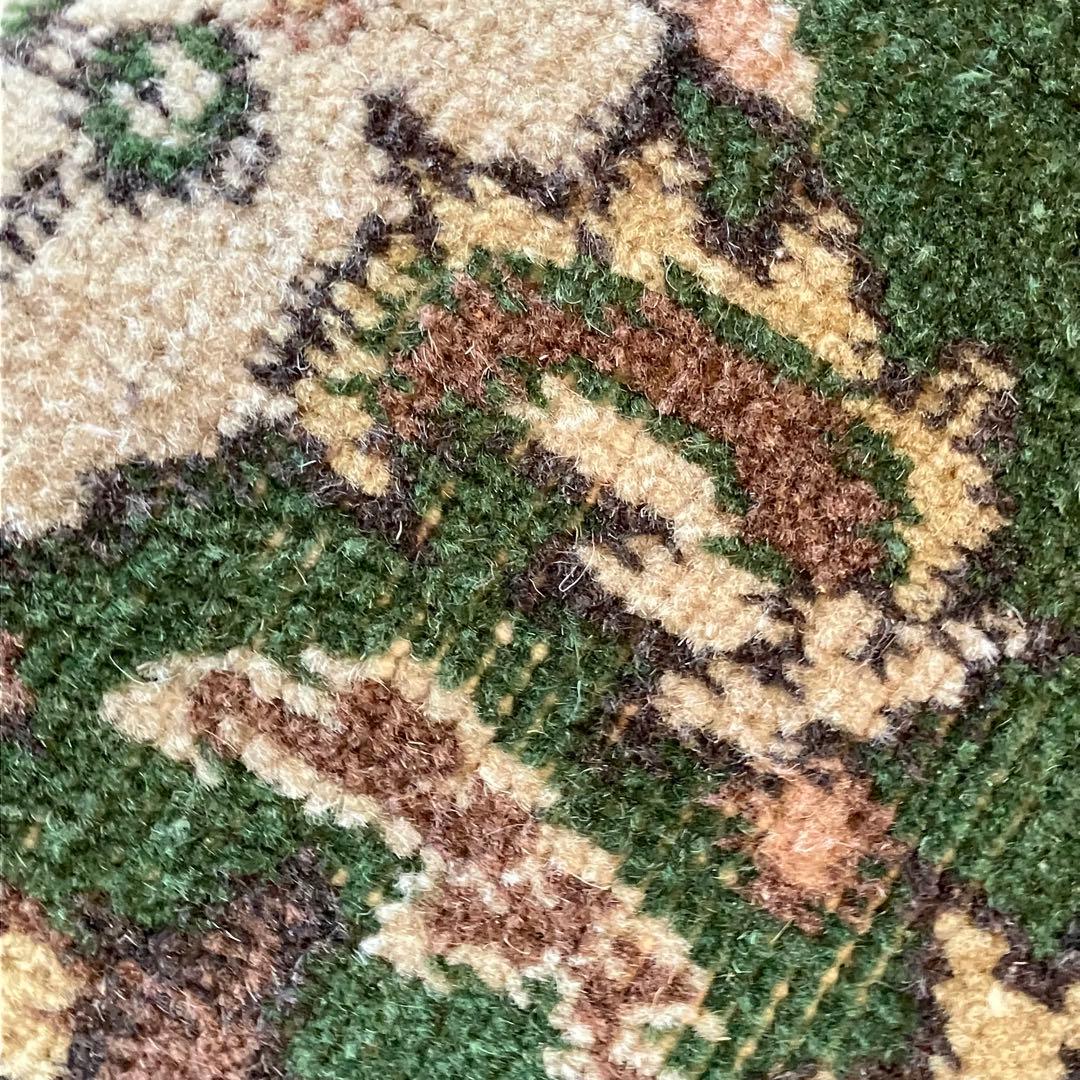 メダリオン113×199カーキ　リッチwool グリーン　トルコヴィンテージラグ