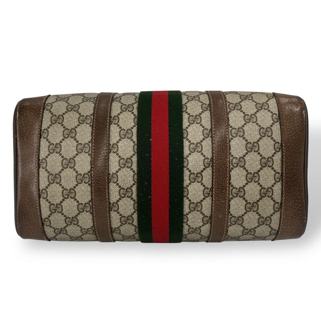 オールドグッチ　シェリーライン　ミニボストン　GGスプリーム　PVC ベージュ