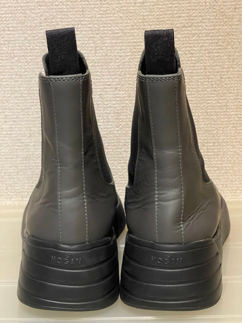 HOGAN レディース オリーブ色(グレー)サイドゴアブーツ