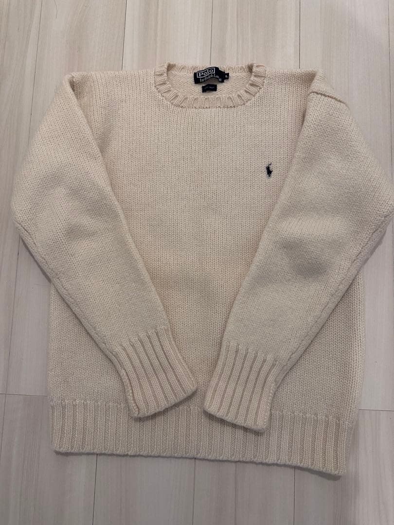 ラルフローレン ニット セーター 白 ホワイト 厚手 ウール