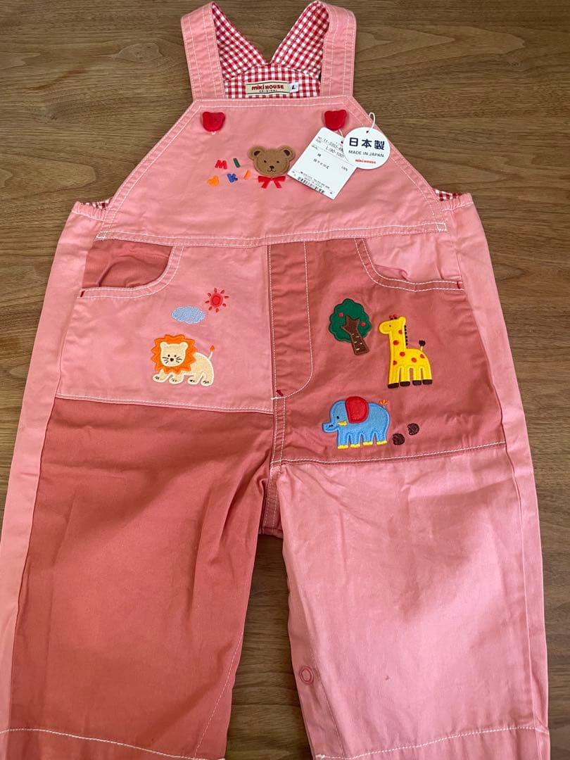 ミキハウス オーバーオール ピンク 90 100 新品 タグ付き　日本製