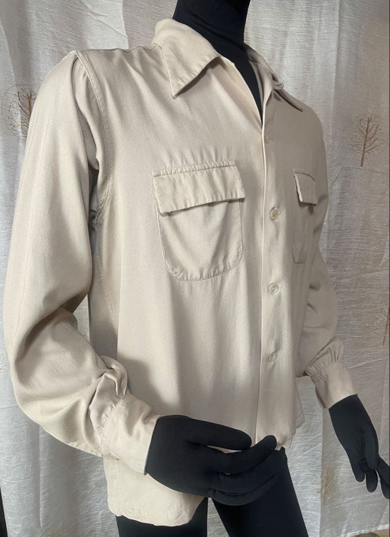 50's PILGRIM サンドベージュ レーヨンシャツ