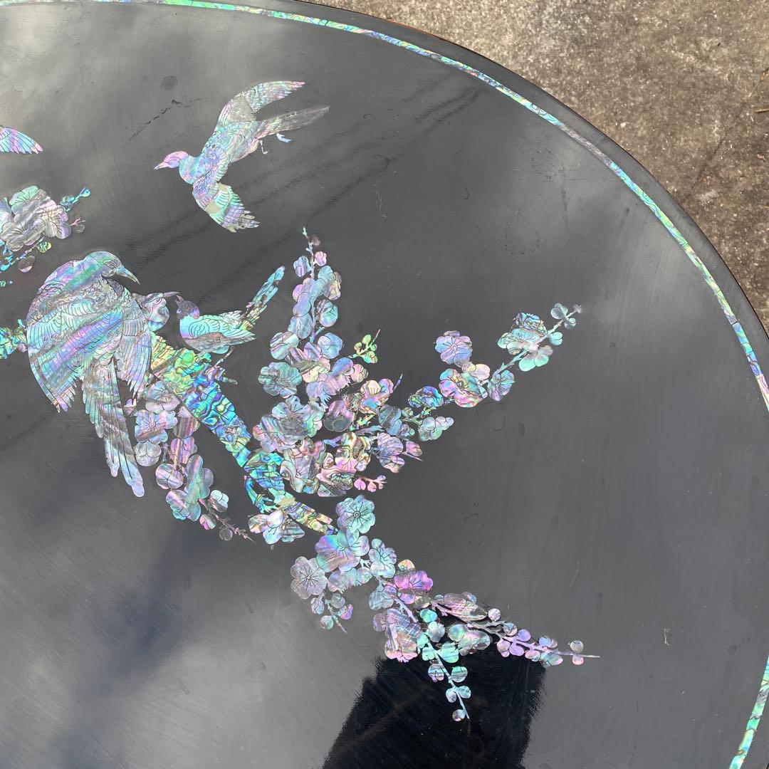 韓国伝統工芸 螺鈿細工 楕円形ローテーブル　座卓　折り畳み