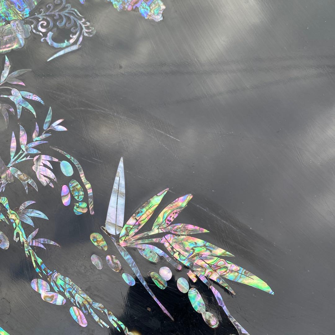 韓国伝統工芸 螺鈿細工 楕円形ローテーブル　座卓　折り畳み