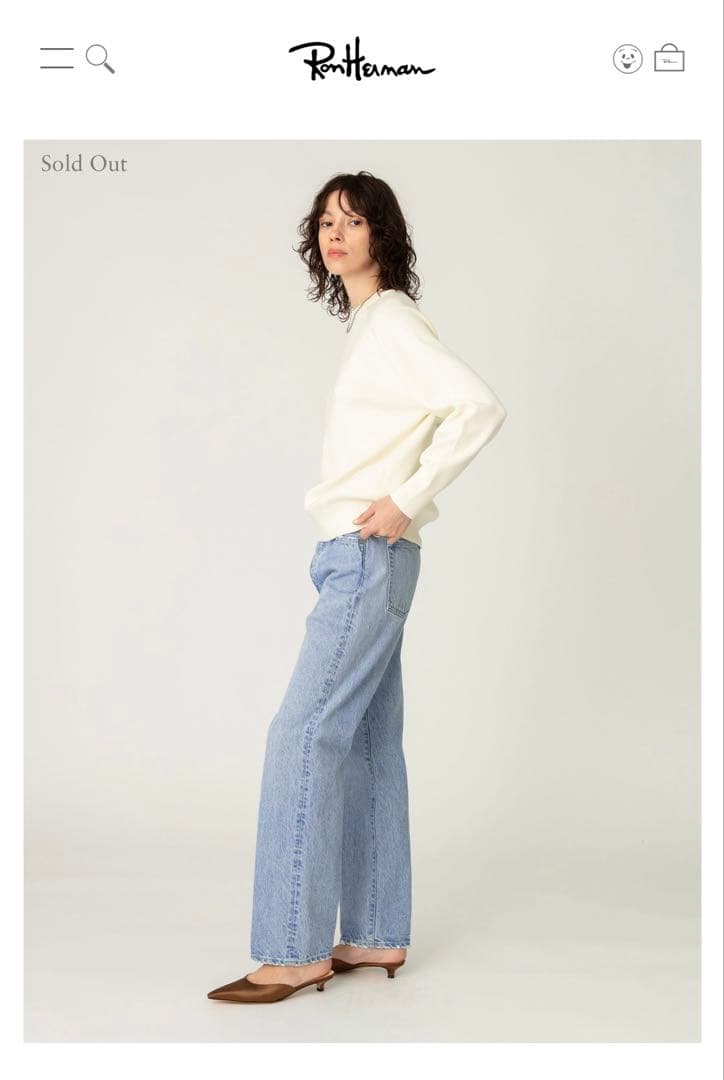 ebure エブール　ウォッシュド　デニム　ストレートパンツ　38