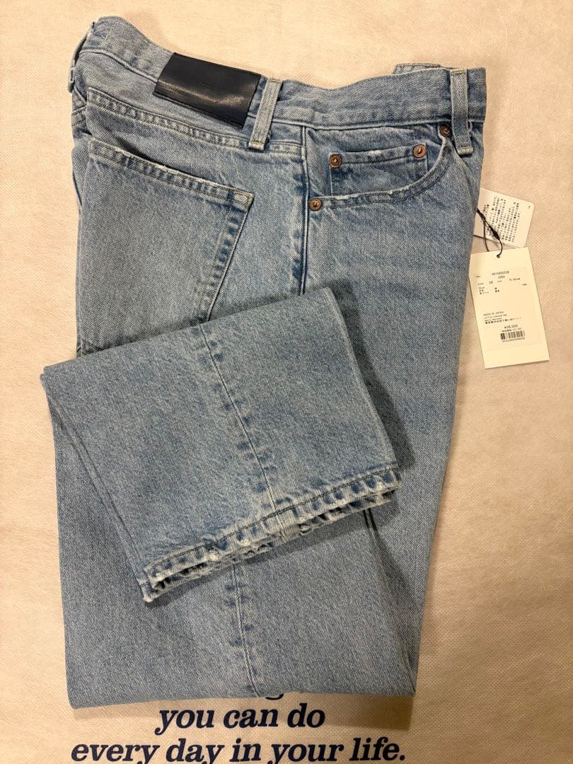 ebure エブール　ウォッシュド　デニム　ストレートパンツ　38