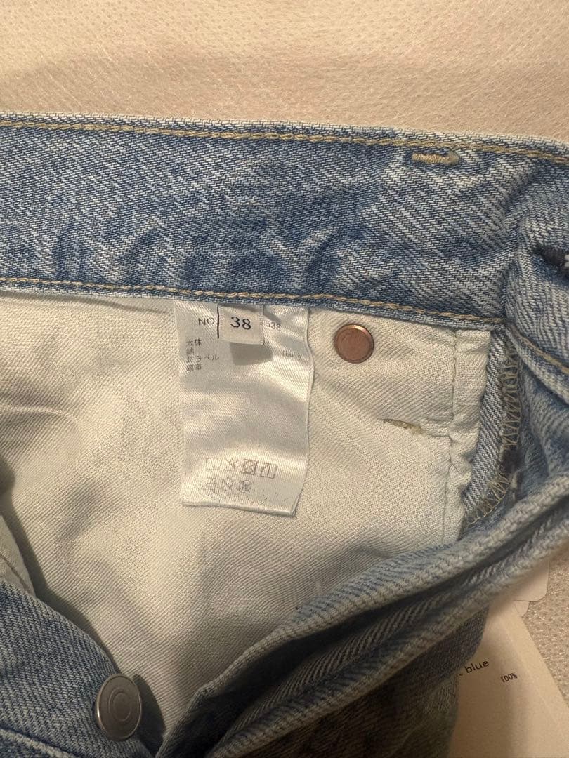 ebure エブール　ウォッシュド　デニム　ストレートパンツ　38